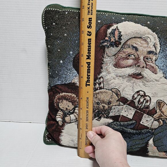American Weavers Throw Pillow Tapestry Jolly Old Santa Claus Christmas Made USA - Picture 3 of 6